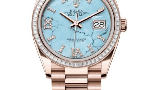 Two High Quality Everose Gold Rolex Day-Date 36 Fake Watches UK: Green Aventurine VS. Turquoise Dial