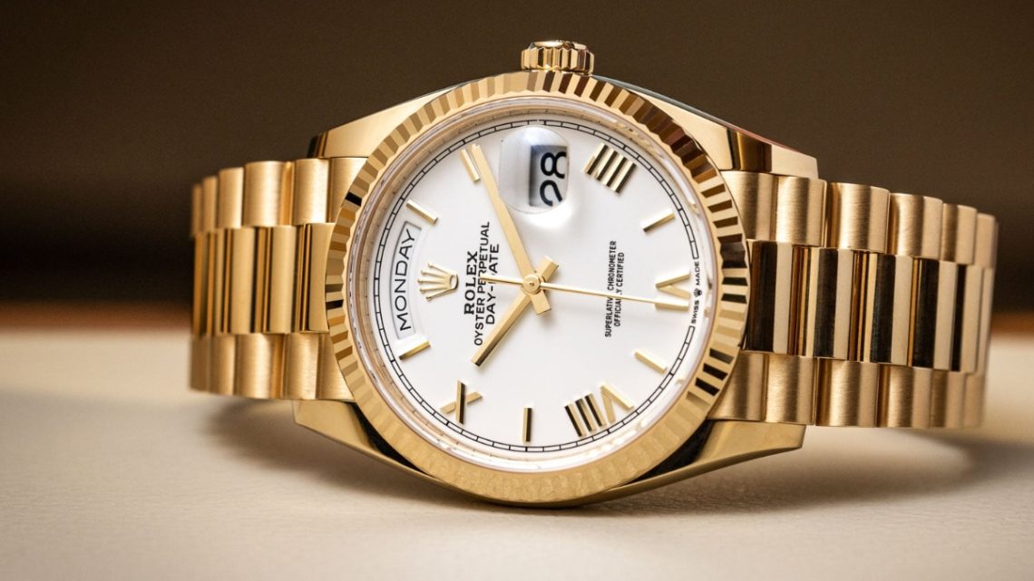 Cheap Replica Rolex Day-Date Watches UK With White Dials And Deconstructed Roman Numerals